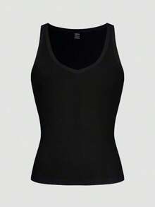 PariChic Minimalist Sexy Sporty Knit Camisole Tank Top, Slim Fit - Black - View 6