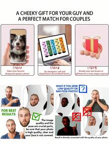 1pair Customizable Men's Socks Add Your Own Patterns And Text To Design Unique Socks Suitable For Couples Best Friends Siblings Spouses Family Members - White - View 5
