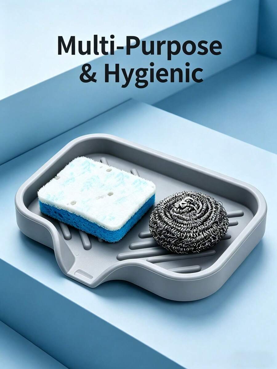Escurridor de platos para fregadero, bandeja de drenaje de plástico antideslizante y duradera, soporte multifuncional para esponjas, drenaje rápido, adecuado para fregaderos de cocina y baño, mantiene el mostrador limpio y seco, diseño antiesponjoso, fácil de limpiar - Multicolor - Ver 1
