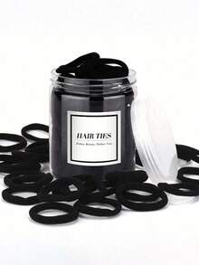 Bộ 200/100/50 chiếc dây buộc tóc nữ cơ bản, độ co giãn cao, màu đen, phù hợp cho tóc đuôi ngựa, nhiều kiểu tóc, phong cách thường ngày, phụ kiện tóc nữ, dây buộc tóc, phù hợp cho phụ nữ và bé gái, giữ chặt tóc dài, cũng phù hợp cho thanh thiếu niên | Dòng dây buộc tóc thời trang | Dây buộc tóc bền, du lịch, sinh nhật - màu đen - Xem 1
