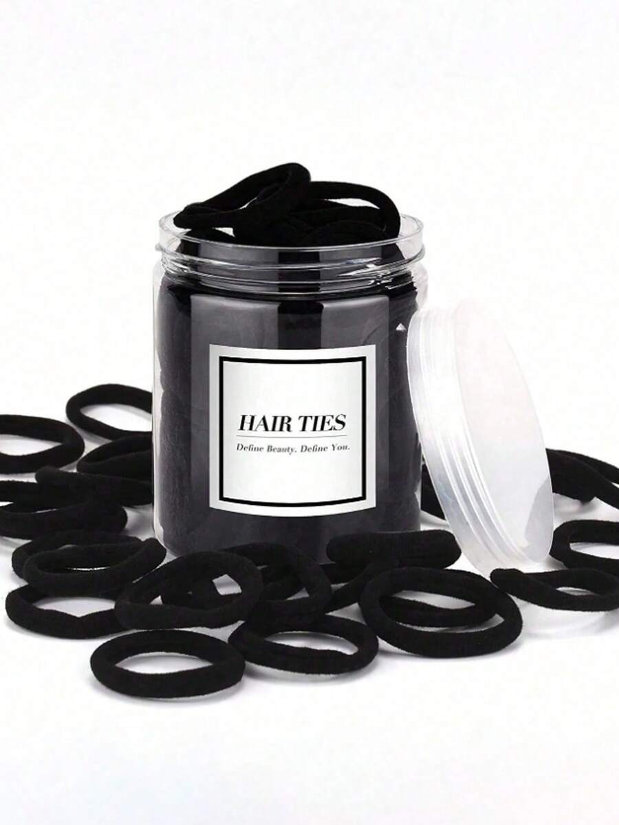 Bộ 200/100/50 chiếc dây buộc tóc nữ cơ bản, độ co giãn cao, màu đen, phù hợp cho tóc đuôi ngựa, nhiều kiểu tóc, phong cách thường ngày, phụ kiện tóc nữ, dây buộc tóc, phù hợp cho phụ nữ và bé gái, giữ chặt tóc dài, cũng phù hợp cho thanh thiếu niên | Dòng dây buộc tóc thời trang | Dây buộc tóc bền, du lịch, sinh nhật - màu đen - Xem 1