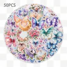 SCXXBSW 50 miếng dán hình bướm và hoa, hình hoạt hình dễ thương, chống thấm nước, dùng cho mục đích DIY như dán lên ván trượt, bình nước, laptop và điện thoại di động, cũng như làm đồ dùng trang trí sổ lưu niệm. - A - Xem 7