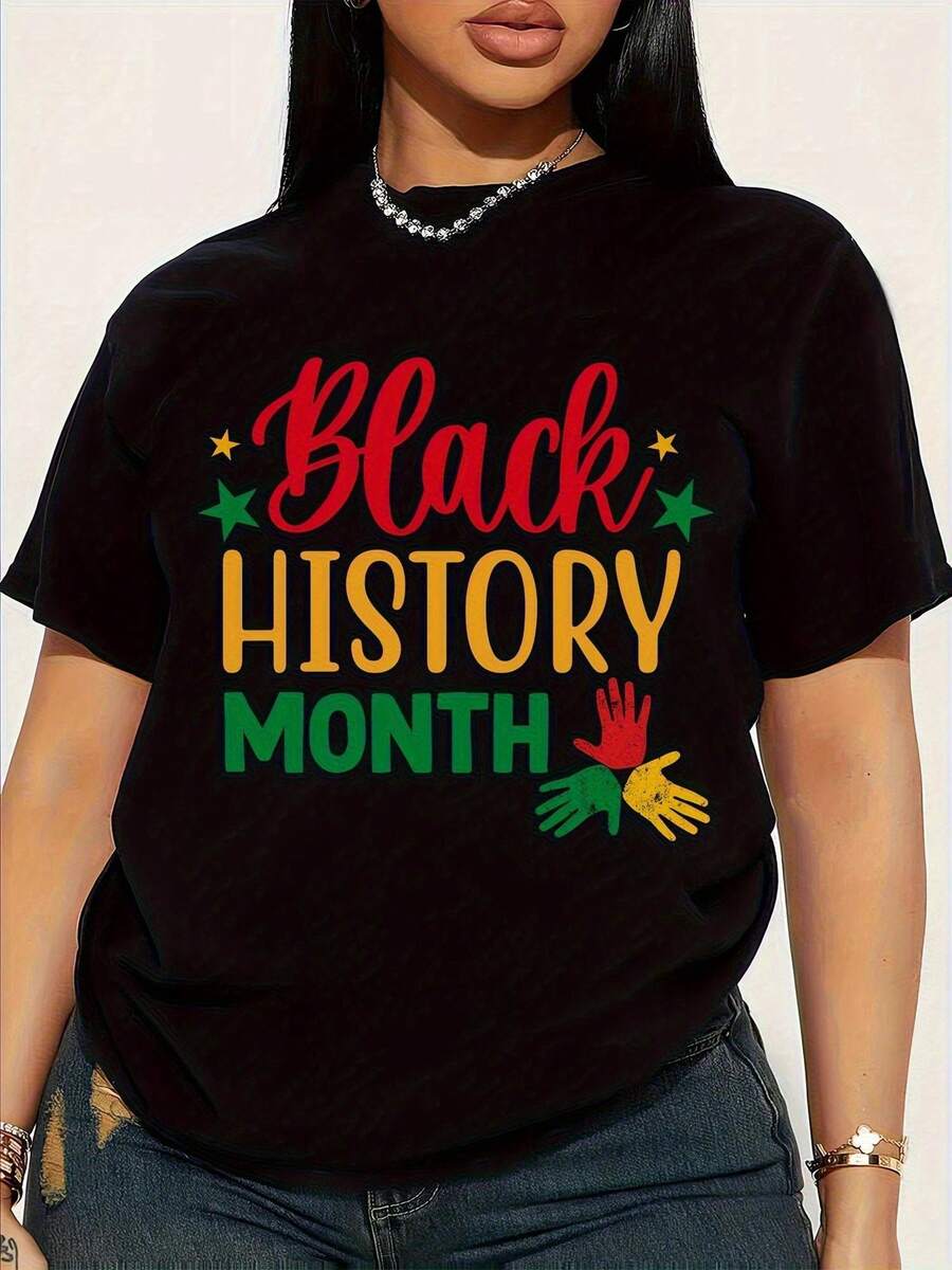 Camiseta del mes de la historia negra de las mujeres - colores panoafricanos rojos, amarillos y verdes negros con el mapa de África y el símbolo de los puños levantados - tela suave transpirable cuello de la tulación de manga corta - ropa de celebración cultural de las mujeres afroamericanas