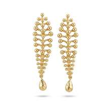 1 par de pendientes colgantes de metal con forma de hoja, de lujo y elegantes, con cuentas y diseño de gota martillada, apropiados para uso diario de mujeres, fiestas, ir al trabajo, banquetes, salidas, fotografía, compras, citas - Amarillo Oro - Ver 6