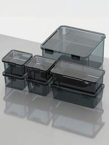 7pcs/Set Extra Large Transparent Black Multi-Purpose Storage Box With Lid, Suitable For Storing Stationery, Tools, Cosmetics, Portable Storage Box, Essential For Travel - Multicolor - View 5