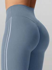 Pantalones ajustados acampanados para mujer, color negro sólido, talle alto con diseño cruzado, efecto levantador de glúteos, tejido elástico y transpirable, ideal para yoga, gimnasio, entrenamiento, actividades deportivas y uso diario en primavera-verano - Gris Oscuro - Ver 8
