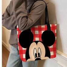 Túi tote sọc cỡ lớn Disney, mẫu thời trang mới năm 2026, túi xách tay hình chuột Mickey hoạt hình dễ thương, túi đeo vai bằng vải canvas. - Xem 6