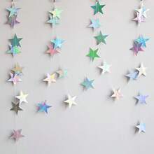 33pcs Rainbow Shiny Star Hanging Ornaments, Rainbow Sparkling Star Decorative String, Colorful Glitter Ribbon Arch Decor For Wedding, Baby Shower, Birthday, Christmas - Five-pointed Star - View 10