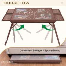 1500-Piece Folding Puzzle Table – 27.6" Tall Wooden Jigsaw Board With 4 Drawers And Protective Cover - Chocolate Brown - View 3