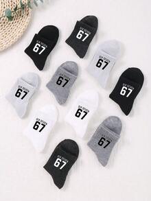 1/6 Pair Random Color Sports Mid-Calf Socks, Suitable For Students, Outdoor Activities, Summer, Fits Boys And Girls - Multicolor - View 4