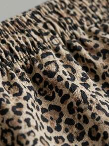 Set Conjunto short de rayas y animal print 2 piezas, mujer verano comodo - Café integral - Ver 4