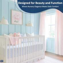 White - Adjustable Crib Bed Skirt Split CornerDust Ruffle 100% Cotton Nursery Crib Toddler Bedding Skirt for Baby Boys or Girls 36cm Drop (White) - Blanco - Ver 6