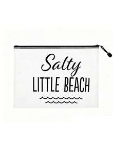 防水時尚沙灘包，印有「Salty Little Beach」海洋波浪圖案。大容量透明化妝包，尼龍拉鍊，輕巧，春/夏防曬收納，適合游泳、沙灘、潛水和夏季度假，學生返校，送給朋友、家人、閨蜜、同學的禮物。生日、節日、派對、婚禮（伴娘）、教師節的完美禮物和紀念品。郵輪必備，畢業、暑假、返校、開學禮物 - 彩色 - 查看 19
