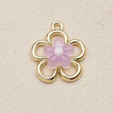 1PC Gold Tone Spring Floral Series DIY Charms, Flower/Bow/Moon/Bee/Rose Enamel & Crystal Elements, Sweet Girly Style Versatile Pendant Supplies - Flower - View 16