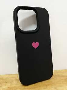 Minimalist Dopamine Red Heart Black Phone Case, Suitable For IPhone 17 Pro Max/17 Pro/17/16 Pro Max/16 Pro/16/16 Plus/15/15 Pro Max/15 Pro/15 Plus/11/12/13/14 Pro Max/11 Pro/11 Pro Max/12 Pro/12 Pro Max/13 Pro/13 Pro Max/14 Pro/14 Pro Max/14 Plus, Creative Design, Unisex - Black Heart - View 6