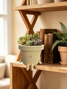Smiling Face Planter: Unique Smiling Face Shaped Succulent Plant Pot, With Drainage Hole At The Bottom, An Interesting And Unique Succulent Plant Pot, Suitable For Indoor And Outdoor Decoration - A - View 11