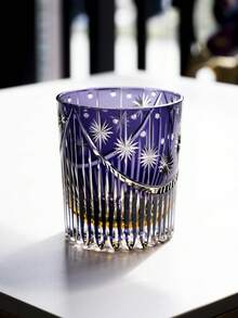 1个紫色星形威士忌酒杯，日式风格，玻璃杯，手工雕刻工艺，可加冰块，适用于冷饮、威士忌、果汁、啤酒，350毫升 - 紫色 - 查看 10