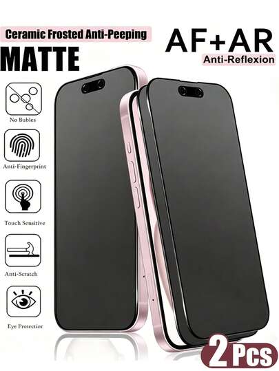 MIGAE 2 Packs - Matte Privacy Screen Protector For IPhone 17 Pro Max/17 Air/16 Pro Max/16e/15 Pro Max/14 Plus/13 Pro Max/12 Mini/11 Pro Max/XS Max And Other Models. Compatible With Phone Cases, Full Screen Coverage. Anti-Spy And Anti-Fingerprint, Upgraded Edge Protection, Scratch-Resistant And Wear-Resistant, Easy Installation, Bubble-Free Fit. A Great Gift For Birthdays And Friends/Family.