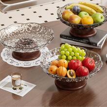 1pc Retro Minimalist High Foot Tray, Made Of PET Material Resistant To Breakage, Suitable For Afternoon Tea, Restaurant, Living Room, Home, Wedding, Gathering, Party. Available In Transparent And Smoky Gray Colors - Multicolor - View 6