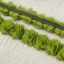 1m/Paquete de cinta de tela de encaje de gasa, accesorio de ropa, cinta decorativa floral, base de tela no tejida - Verde Oliva - Ver 2