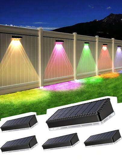 Dış Mekan Güneş Enerjili Çit Lambaları 2'li Paket, Geliştirilmiş Yüksek Parlaklıkta 3 LED Odaklama Lensli Su Geçirmez Bahçe Lambaları, 9 Mod, Sıcak Beyaz ve Soğuk Beyaz Işık, RGB Güneş Enerjili Duvar Lambaları, Dış Mekan Teras Basamakları ve Bahçe Korkulukları İçin