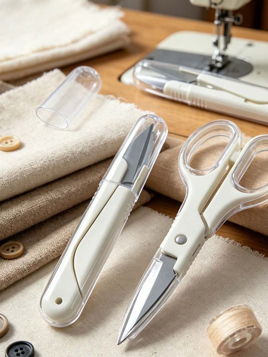 1/2pcs Spring Scissors Simple Multifunctional Practical Scissors, Perfect For DIY Sewing, Fabric Crafts, Clothing Making And Daily Handicrafts, Suitable For Office, School And Home Daily Use - Multicolor - View 1