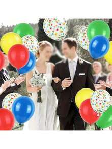45 Stücke 10 Zoll grüne rote gelbe blaue Ballons, Konfetti Helium Latex Ballons für Karneval, Superhelden Party, Geburtstag, Babyparty, Hochzeit, Party Dekoration - Satz - Übersicht 4