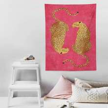 Leopard Retro Pink Background Art Tapestry, Suitable For Living Room Background Wall, Bedroom Headboard, Study Wall, Lighting Up Wall Atmosphere, Perfect Home Decoration Gift - 1PC - 查看 8