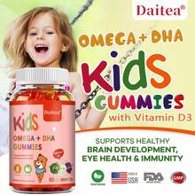 2 Bottle Daitea Omega + DHA Candy - Contains Calcium And Vitamin D3, Gluten-Free, Non-GMO - Supports Heart, Brain, And Immune System Health-120 Gummies - 2 chai - Xem 4