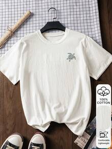 Bluse mit Meeresschildkröten-Print, lässige Sommermode für Damen, 100 % Baumwolle, Kurzarmbluse, Grafik-T-Shirt, Oberbekleidung, bedruckt, Sommer-T-Shirt, T-Shirt für - Weiss - View 3