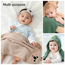 1 buah Handuk Mandi Bayi Muslin, 100% Katun, Sangat Bernapas, Lembut & Halus, Hadiah untuk Bayi Baru Lahir, Perlengkapan Kamar Mandi Penting - MultiWarna - View 5