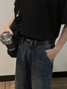 1pc Unisex Black Retro Leather Belt With Pin Buckle Design, Suitable For Jeans And As A Versatile Accessory For Summer, Back To School, Autumn, Halloween And Other Occasions - A - View 7