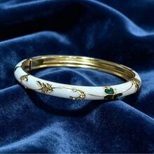 Pulsera de mujer con patrón floral colorido, versátil y casual para uso diario (patrón aleatorio) - Amarillo Oro - Ver 6