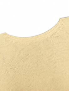 Women's Casual Vacation Versatile Minimalist Loose Comfortable Solid Color Knit Sweater, Off-Shoulder, Spring/Summer - Apricot - View 8