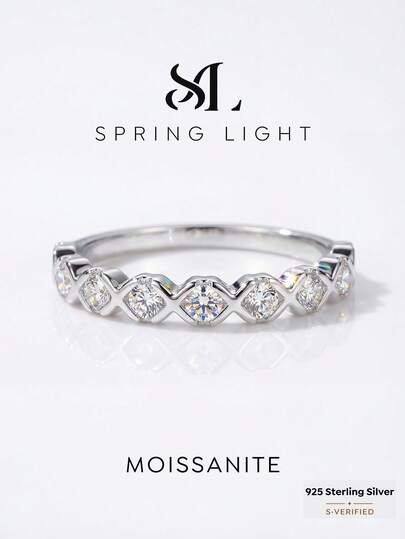 1 pieza Anillo de diamante Moissanite minimalista, plata de ley 925, regalo elegante y lujoso de compromiso/boda/cumpleaños de mejor amiga/aniversario, joyería nupcial