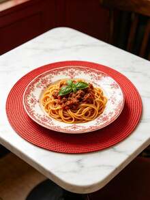 1/4/6pcs 15-Inch Round Woven Placemats - Non-Slip Heat Resistant, Machine Washable Table Mats | Protect Your Tabletop From Spills And Scratches | Farmhouse Style Suitable For Kitchen, Dining Room, Christmas And New Year Parties - Red - View 6