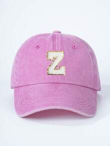 1pc Children English 26 Letters Adjustable Baseball Cap, Outdoor Sunscreen Casual Hat Suitable For Boys Girls Spring Autumn Travel Beach Vacation - Pink - View 33