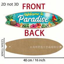 1件 2D平面木製衝浪板造型標誌，夏季泳池與海灘裝飾歡迎來到天堂標誌，泳池裝飾標誌，海灘裝飾標誌，夏季牆面與門口歡迎標誌，戶外牆掛藝術裝飾，後院裝飾標誌，最佳禮物 - 衝浪板標誌 - 查看 6