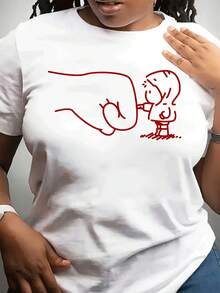 Camiseta casual de moda cuello redondo de la mujer del día de la madre | Sved corto, tejido estirable ligero, diseño de padre de patrón geométrico, yo para el uso diario y esporas, regalo perfecto para amigos y familia - Blanco - Ver 2