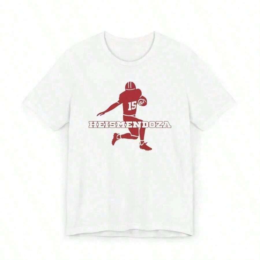 Mens Clothes;Summer TopsIndiana Football Unisex Jersey T-Shirt, Heisman Fan Shirt, HEISMENDOZA Tee, College Football Apparel, Sports Giftsummer OutfitsSoft Basic Tee QBBG - Trắng 5 - Xem 1