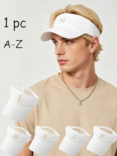 1 chiếc mũ lưỡi trai/mũ che nắng không vành in chữ cái A-Z unisex, thích hợp cho hoạt động leo núi, dã ngoại, thể thao ngoài trời mùa xuân/hè, chống tia UV.
