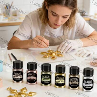 6 Colors Metallic Powder, 20ml 800 Mesh High Gloss Fine Pigment Powder, Metallic Texture Dye For Resin DIY Coloring, Art Painting & Handmade Creation