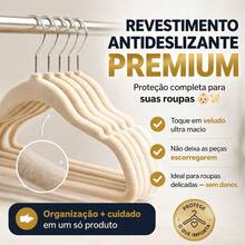 Kit 40 Cabides Infantil Bebê Veludo Não Escorrega Rister Baby - Bege - Visão 4