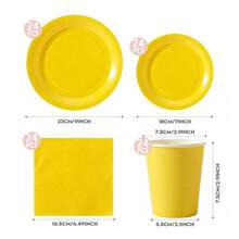 Yellow Disposable Dinner Plates And Napkins, Yellow Dinner Plates And Napkins Party Supplies For 24 Guests, Disposable Paper Plates Party Tableware For Birthday Wedding Party Family Picnic - Yellow - View 12