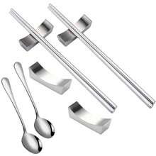 3/1pc Stainless Steel Chopsticks Holder, Knife Holder And Chopstick Rack Set, Includes Stainless Steel Spoon, Fork And Chopsticks Rack, Suitable For Home, Kitchen, Dining Room - Silver - View 9
