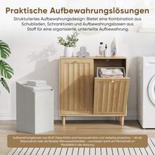 Slanted Laundry Basket With Removable Inner Basket, Bathroom Linen Cabinet, Concealed Laundry Basket, Freestanding Household Shelf, Oak Wood Color - 紫紅色 - 查看 8