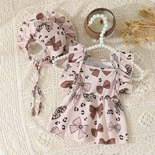 Bộ váy cho thú cưng màu hồng nude nhẹ nhàng với họa tiết da báo, tay áo loe và mũ rộng vành, thích hợp cho chó nhỏ đi dạo. - Màu be - Xem 13