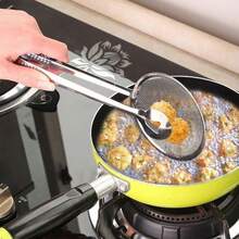 1pc Stainless Steel Strainer Spoon, 2-In-1 Multifunctional Design, Say Goodbye To Greasy Hands And Burns, And Worry-Free, Versatile Kitchen Tool Suitable For Frying, Boiling, Sautéing, Hot Pot, Grilling And More - Silver - View 6