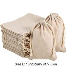10 túi rút, túi đựng đồ trang sức, túi đựng gia vị, túi đựng phụ kiện, túi đựng quà trang trí ngày lễ tự làm cho Giáng sinh, Năm mới, Lễ Phục sinh, Ngày của Mẹ, Đám cưới, Tiệc tùng - Mẫu tùy chỉnh - Màu be - Xem 5