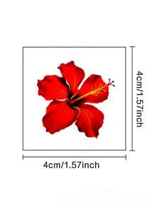 1 pieza Tatuaje temporal impermeable y a prueba de manchas, material de PVC, patrón floral rojo, apto para uso diario - Multicolor - Ver 4